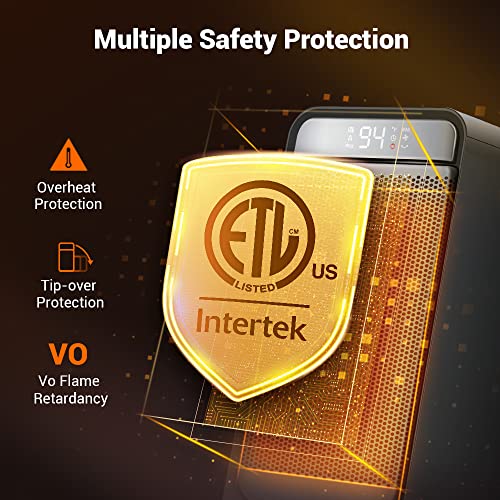 Kopbeau Space Heater,1500W Fast Heating Portable Heater With Thermostat And Remote, 5 Modes, 24H Time, Oscillating Heater For Office Bedroom Use #TOP5