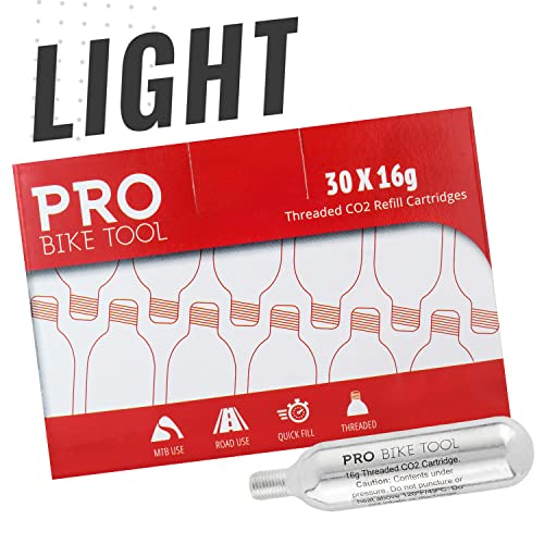16G Threaded Co2 Cartridges - 30 Pack For All Co2 Bike Tire Inflators With Threaded Connection - Quick Air Refill For Bicycle Tires - Cartridge For Co2 Pump - Road Or Mtb Bikes. #TOP5