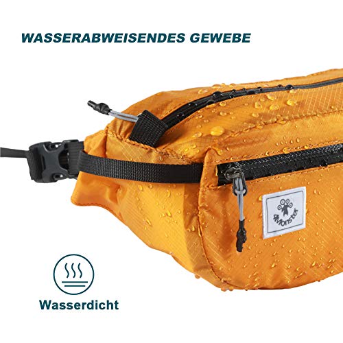 4Monster 2L Gürteltasche Wasserabweisend, Tragbare Bauchtasche Ultraleicht, Portable Hüfttasche für Damen Herren Outdoor Sport Reise Wandern (Orange, 2L)