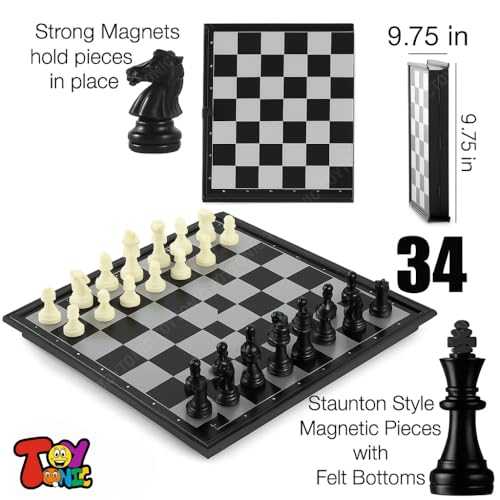 Image of Toytonic Magnetic Travel Chess Board Game Set Folding Portable Case for Kids and Adults