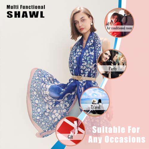 DANA XU Women's 100% Mulberry Silk Pashmina Shawl and Wraps Extra Large Floral Scarf for Evening Dresses, Soft Oversized3