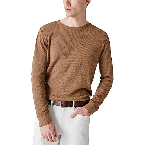 Lucky Brand Men's Garment Dye Thermal Crew, Coffee Liqueur