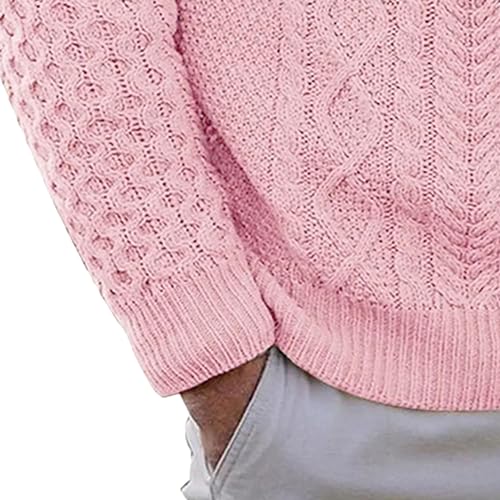 JEShifangjiusu Men'S Crewneck Knit Sweater Slim Fit Lightweight Casual Pullover Solid Twist Patterned Cable Knitted Pullover3