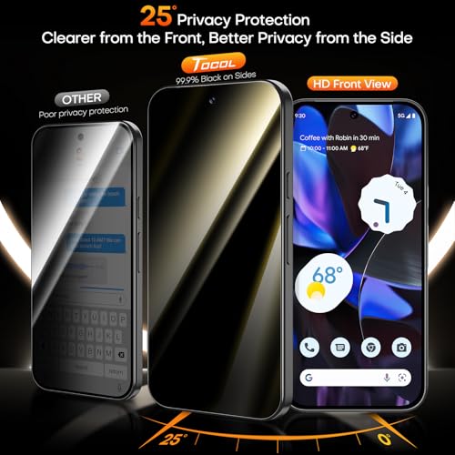 Image of TOCOL for Pixel 9 Pro XL Privacy Screen Protector 6.8 9H Hardness Military Grade Shatterproof HD Tempered Glass Easy Installation 2 Pack