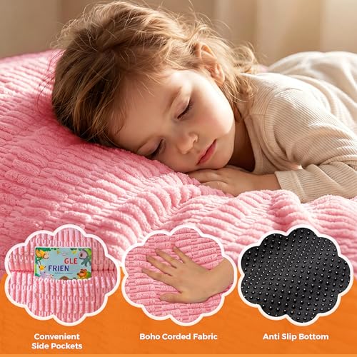 Image of MAXYOYO Kids Bean Bag Chair, Comfy Bean Bag Sofa with Filler | Bean Bag Chair for Boys and Girls, Lazy Sofa with Pocket Floor Chair for Gaming, Reading, Pink