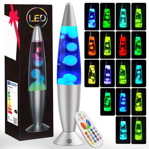 Image of AONESY Liquid Motion Lamps 17 Colors Changing Lamp with Remote, 13.5 Inch Small Relax Night Light for Kids Adults, Pink, Blue, Green, Red, Purple Glitter Mood Lighting for Home Decor, Bedroom, Office