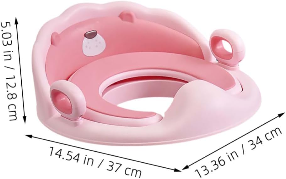 Non-slip Toilet Trainer Seat with Soft Tpe Cushion Portable Potty Seat with Removable Ladder and Cover Lion-themed Pink Design for Boys and Stable and Easy to Clean