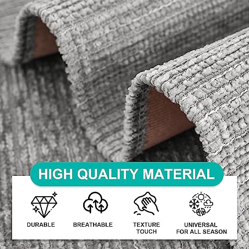Aus Weichem Chenille Sofabezug 1/2/3/4 Sitzer L Form Sofa Couch überzug Ecksofa, Neue Universelle Rutschfeste Sofa Überwurf, Solide Dicke Strukturierte Sofaschoner für Wohnzimmer(Grau, 70x150cm)