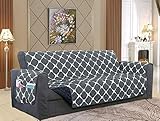Celine Linen Bloomingdale 2-Tone Quilted Reversible Slipcover Furniture Protector with Double Sided Storage Smart Pockets, Slip-Resistant Great for Pets & Children, Sofa Size, Grey/Black