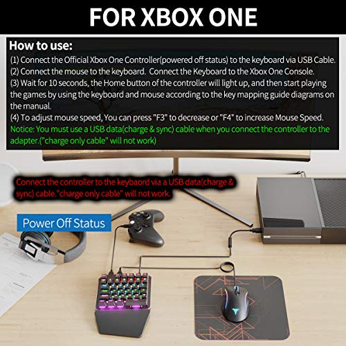 IFYOO KMAX1 Pro Wired Gaming Keyboard and Mouse Set Adapter Converter for Xbox One / PS4 / Switch / PS3 / PC(Windows/Linux) - [Included USB Sync Cable for Controller] - Thumbnail 2