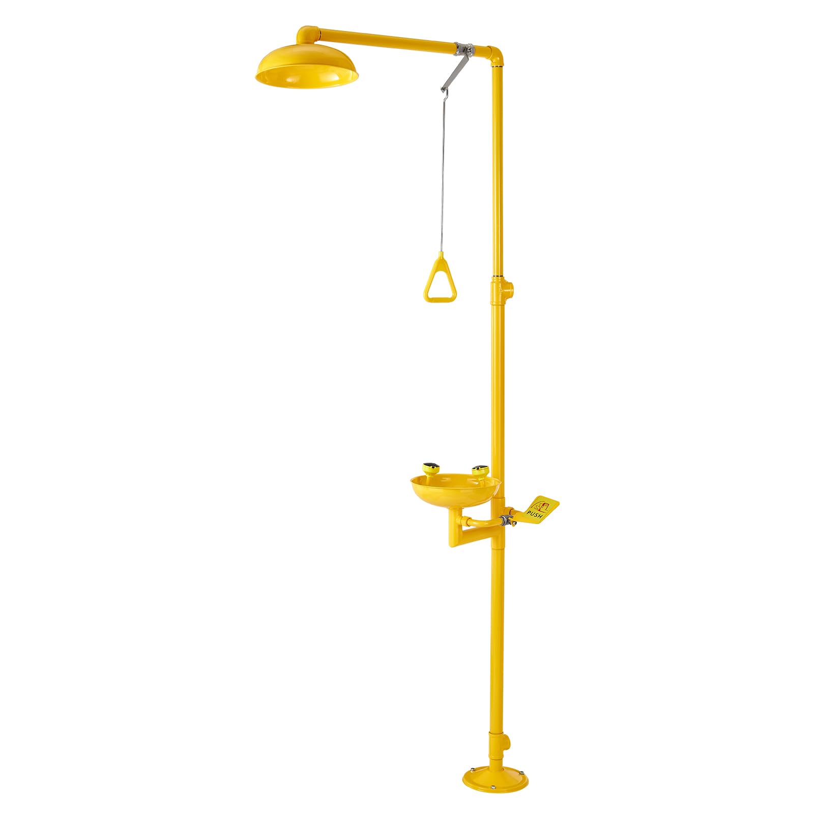 VEVOR Stazione Lavaggio Oculare Emergenza 870x400x2330 mm Lavaocchi Doccia Acciaio Inossidabile 304 Giallo