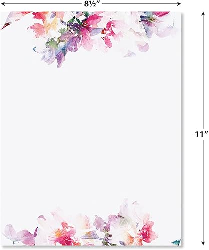 Miniatura 7 de Daisies Spring Floral - Juego de 25 papeles de papelería de margaritas de 8 12 x 11 pulgadas, papel de computadora compatible, hojas con membrete