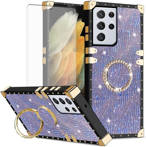 ASUS wish �g�ѓd�b�P�[�X Samsung Galaxy S21 Ultra 5G �p �����K���X�X�N���[���v���e�N�^�[�ƍ��ϋv �ϏՌ� �ی샊���O �n�[�h�z���_�[ S21ultra 21S S 21 21ultra G5 ���f�B�[�X �����Y �p�[