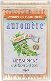Auromere Ayurvedic Neem Toothpicks - Vegan, Natural, Non GMO, Made from Birchwood (100 Count), 2 Pack