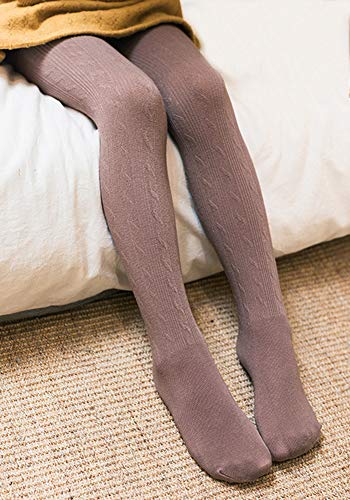 Girls' Solid Cable Knit Footed Tights Stretch Leggings Stockings3