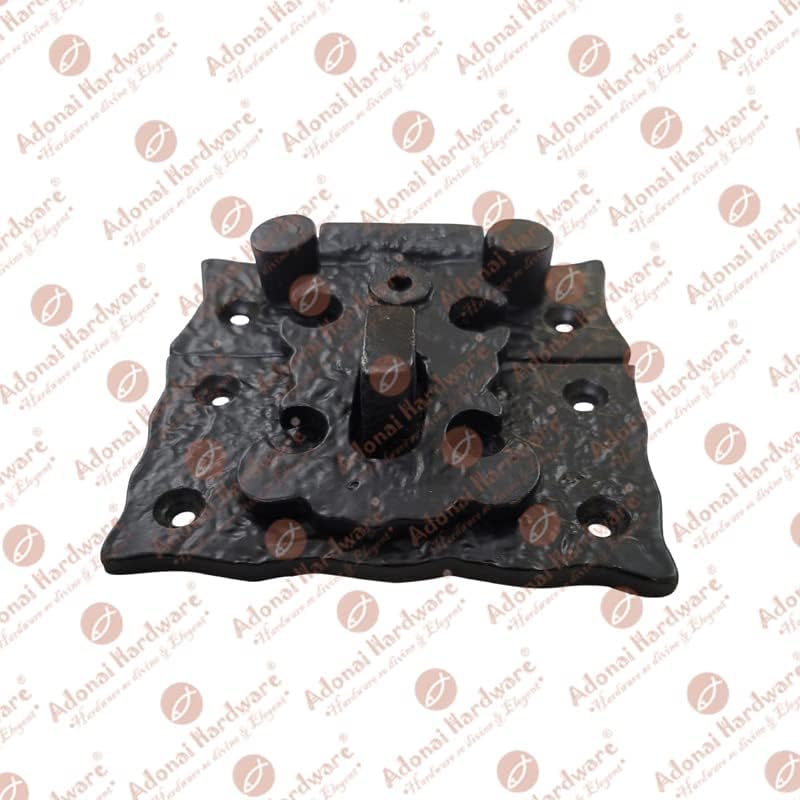 Adonai Hardware 3 Inch "Oshea" Antique Cast Iron Hasp & Staple Without Locking Mechanism for Trunks and Jewellery Boxes - Matte Black Powder Coated, Antique Hardware, Cabinet Hardware