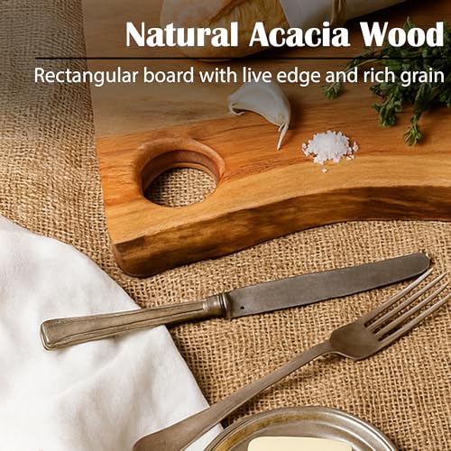 Tabla de cortar rectangular de madera acacia GoCraft 40.6x27.9 cm miniatura 6