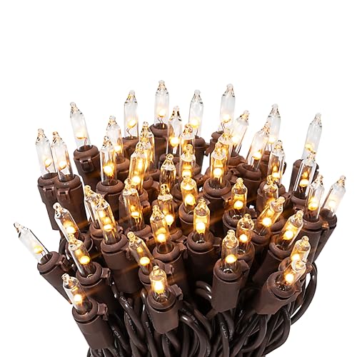 612 Vermont 100 LED Clear Christmas String Lights Brown Wire Cord