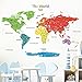 DECOWALL DL3-1902N XLarge Colorful Landmark World Map Wall Stickers (62x42 inch) Wall Decals Peel and Stick Removable Wall Stickers for Kids Nursery Bedroom Living Room décor