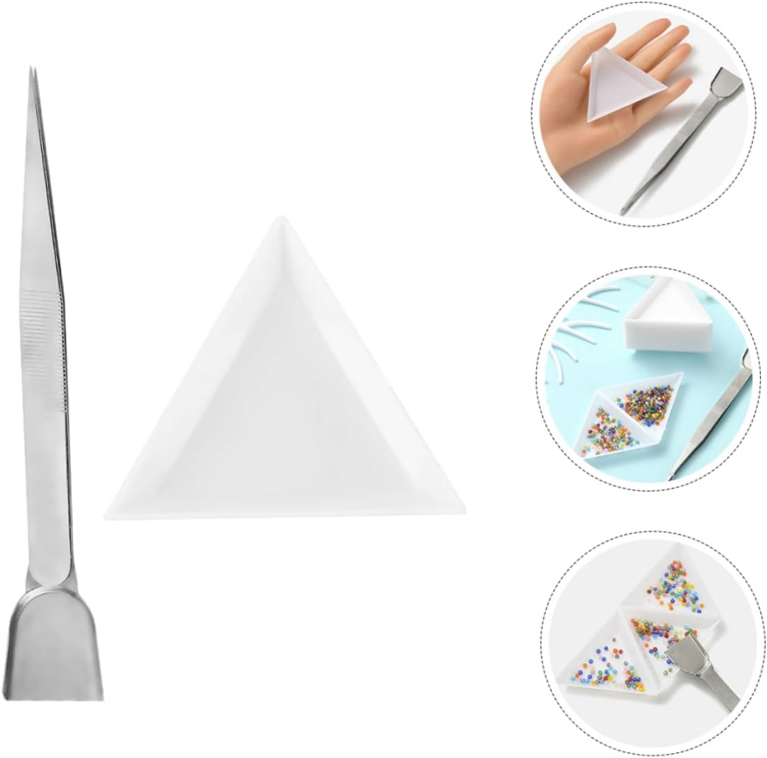 NUOBESTY Jewelry Making Tools Bead Sorting Tray Rhinestone Tray Sorter Stainless Steel Tweezers Scoop Plastic Sorting for Crafts