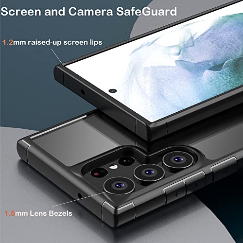 Marsrider Clear Samsung Galaxy S23 Ultra Case 2023, [10Ft Military Drop Protection] [Comfortable Grip] Clear Slim Fit Samsung Galaxy S23 Ultra Phone Case With No-Slip Bumper, [Explorer Series]-Black #TOP2