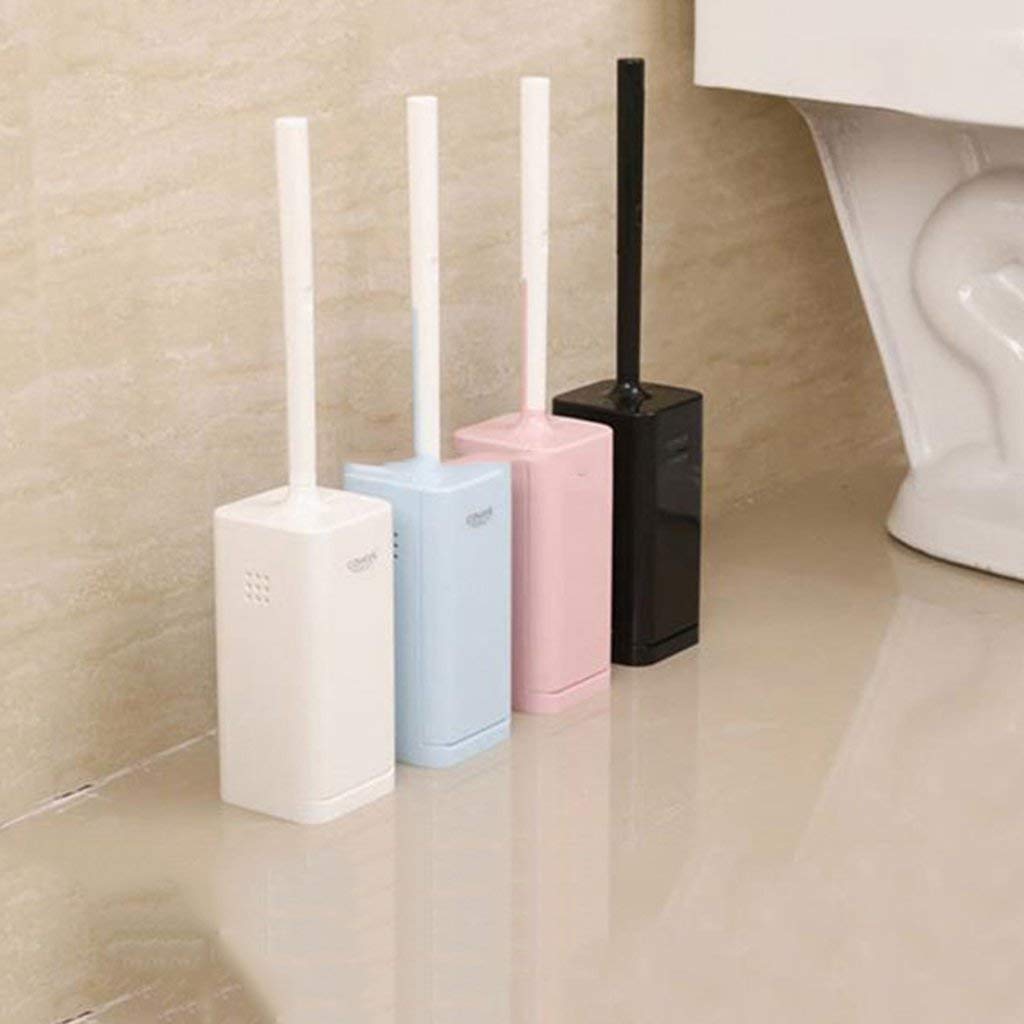 Toilettenbürstenset Badezimmer-Toilettenbürste Kreative Kunststoffborste Langgriff-Toilettenbürste Toilettenreinigungstuch Quadratische Toilettenbürste (Farbe: Weiß)