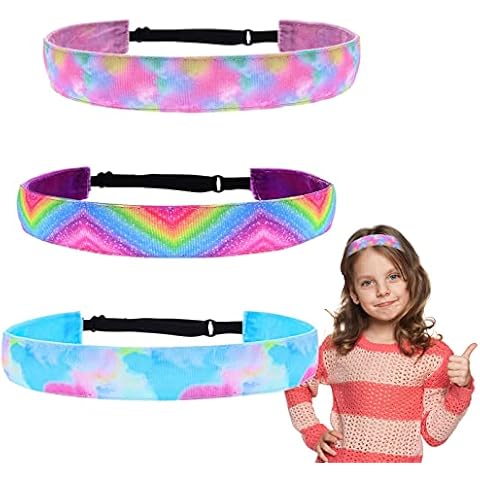 3 Piece Tie Dye Non Slip Headbands for Girls Cover