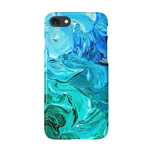 uCOLOR Watercolor Blue Turquoise Case for iPhone 6s 6 iPhone 7/8 /SE 2nd/ SE 3 (2022) 4.7 inch Cute Case Soft TPU Protective Case