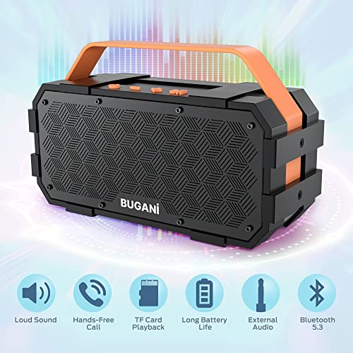 Bugani Bluetooth Speaker, Portable Bluetooth Speakers With 30W (40W Peak) Stereo Sound, Loud Bluetooth Speaker 24H Playtime Support Tf Card/Aux, Ipx6 Waterproof For Beach Camping Outdoor Indoor #TOP4