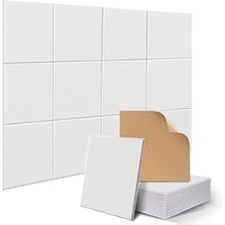 Paneles Acusticos Blancos Paneles acústicos autoadhesivos de 12 piezas, paneles de espuma acústica absorbentes de sonido JAMELO Paneles de pared absorbentes de sonido de alta densidad para oficina de estudio en casa