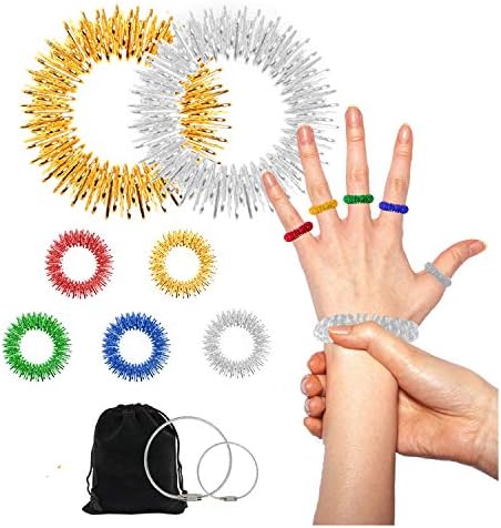 Acupressure Rings and Bracelets Massagers Set for Finger and Hand Wrist Massage Pain Relief