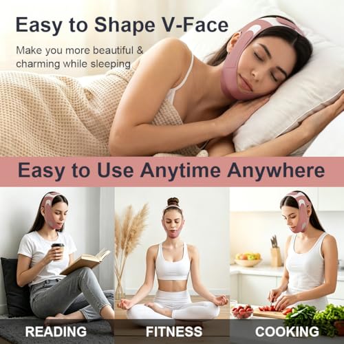 Image of MAYCREATE Graphene Upgrade Double Chin Lift Mask V-Line Face Jawline Shaper Face Tightening And Lifting Mask Bandage Chin Up Strap for Sleeping, Slimming, Sagging Prevention - Red