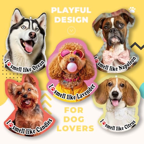 Image of 14 Pack Long Lasting Bulk Car Fresheners Hanging Cute Dog Design Car Fragrance Refresher Gifts for Dog Lovers