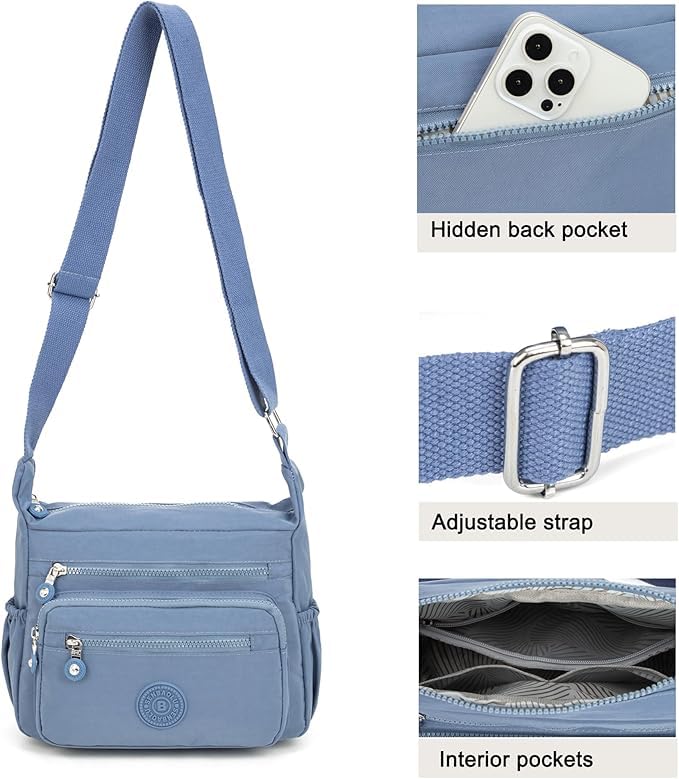 Image of Women Crossbody Bag Waterproof Nylon Multi-layer Crossbody Bag Casual Satchel Bag Shoulder Bag Messenger Bag Travel Bag Day Pack