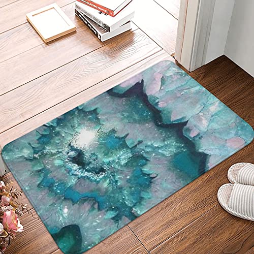 EDJKEJYCO Tapis d'intérieur et d'extérieur en flanelle - Agate bleu sarcelle - Antidérapant et absorbant pour salle de bain, cuisine, entrée (40 x 60 cm) Cover