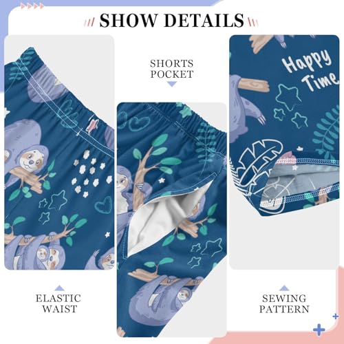 Sloth Happy Time Boys Long Pants Soft Trousers Elastic Waist Kids Lounge Bottoms with Pockets S-XL4