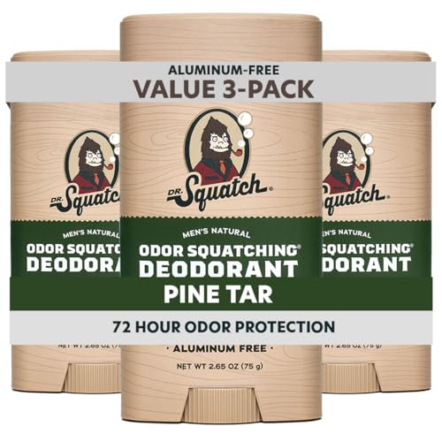 Dr. Squatch Natural Men’s Deodorant – Aluminum Free Natural Deodorant Men with Charcoal &...