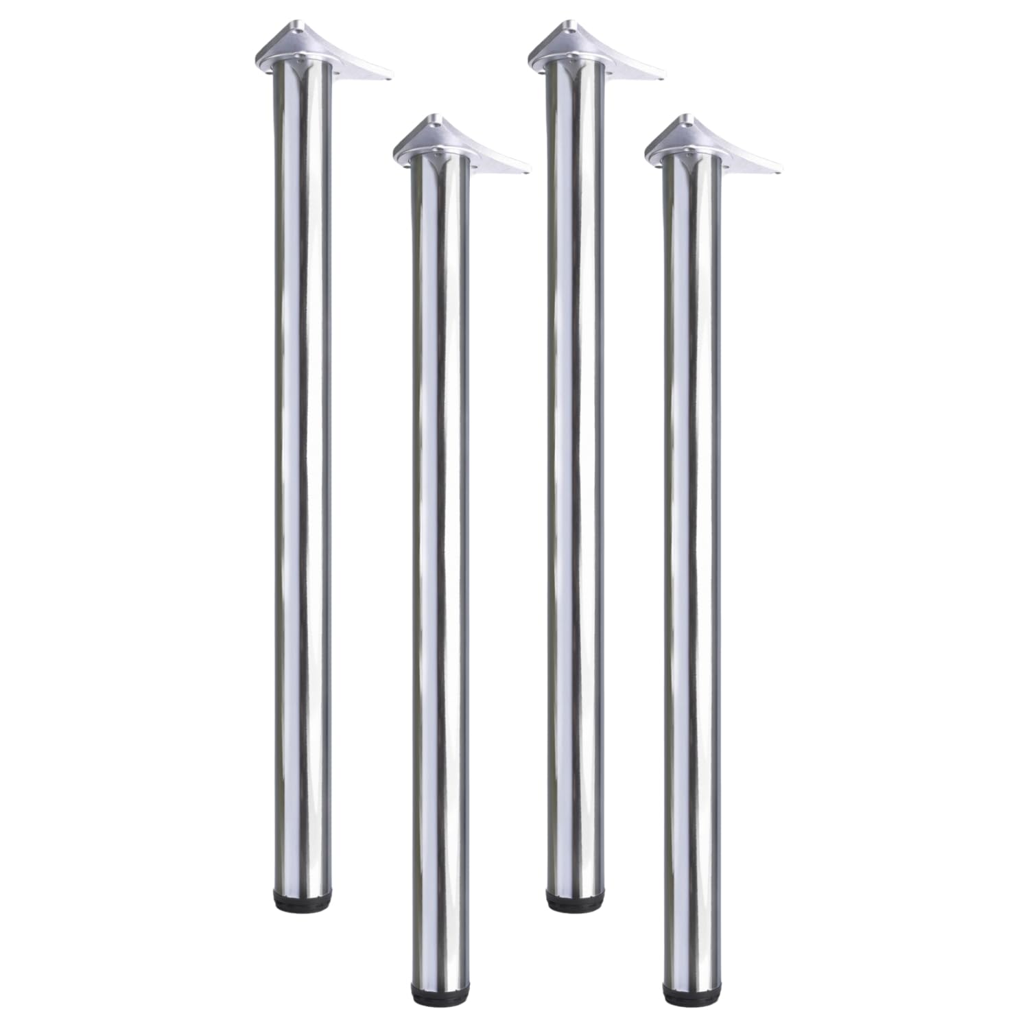 Set of 4 Adjustable Table Legs for Breakfast Bar or Worktop, Height Options 710/820/870/1100mm Steel Support for Kitchen Table Desk Furniture DIY (Chrome, 71cm)