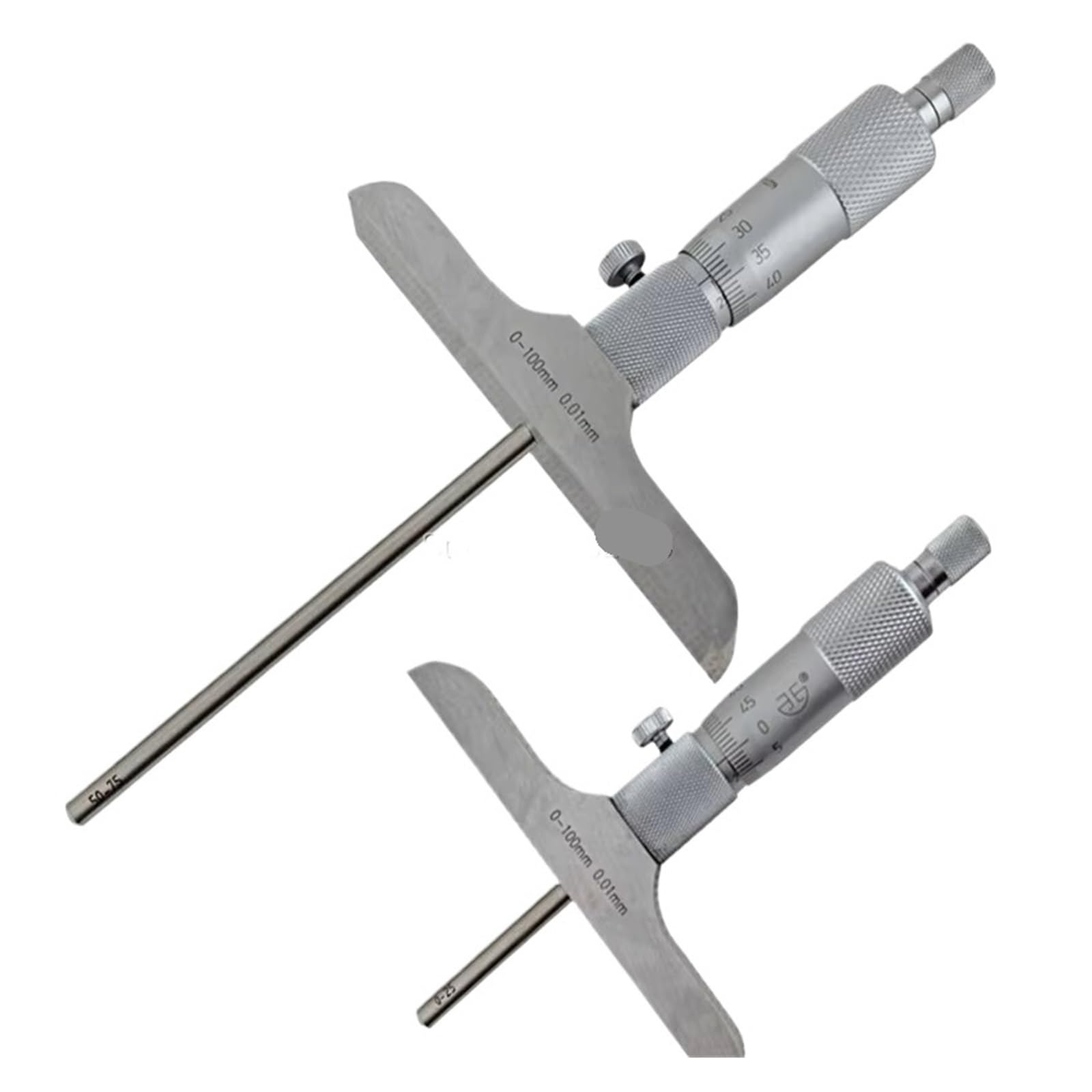 Micrómetro de profundidad Medidor micrométrico de profundidad de 0-100 mm Herramienta de calibre de medición de precisión de 0,01 mm con 4 varillas for uso industrial