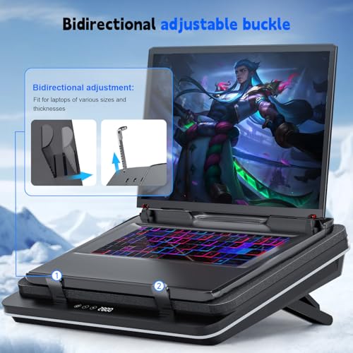 IETS GT600 Laptop-Kühlpad mit 14CM Turbo-Lüfter, versiegeltem Schaumstoff für schnelle Kühlung von Gaming-Laptops, 14,1-19,3-Zoll-Laptop-Kühler mit 3-Port-USB-Hub und Staubfilter, Touch-Start – Bild 5