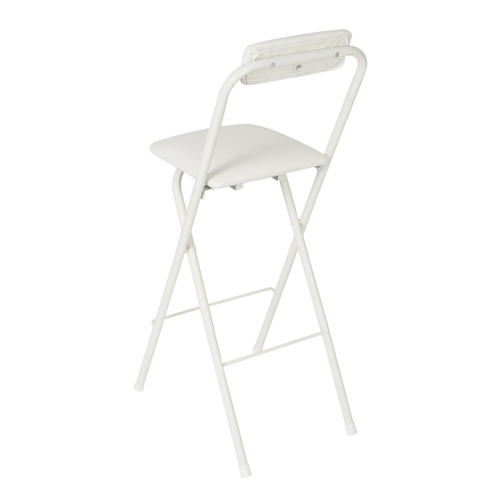 Barhocker Klappbar Gepolstert, Klappbarer Hochstuhl Erwachsene Schwarz mit Lehne und Fußstütze, Barhocker Outdoor Wetterfest für Balkonen, Büros, Bars, Speisesälen (Weiß–Quadrat Sitz,1 Stück 70cm)