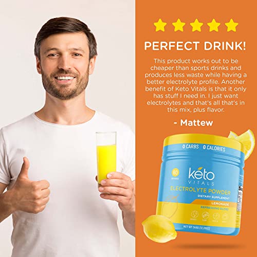 Image of Keto Vitals Electrolytes Powder | Keto-Friendly Electrolytes with Potassium, Magnesium, Sodium, Calcium | Keto Electrolytes Supplement Energy Drink Mix | Sugar-Free, Zero Calories, Zero Carbs