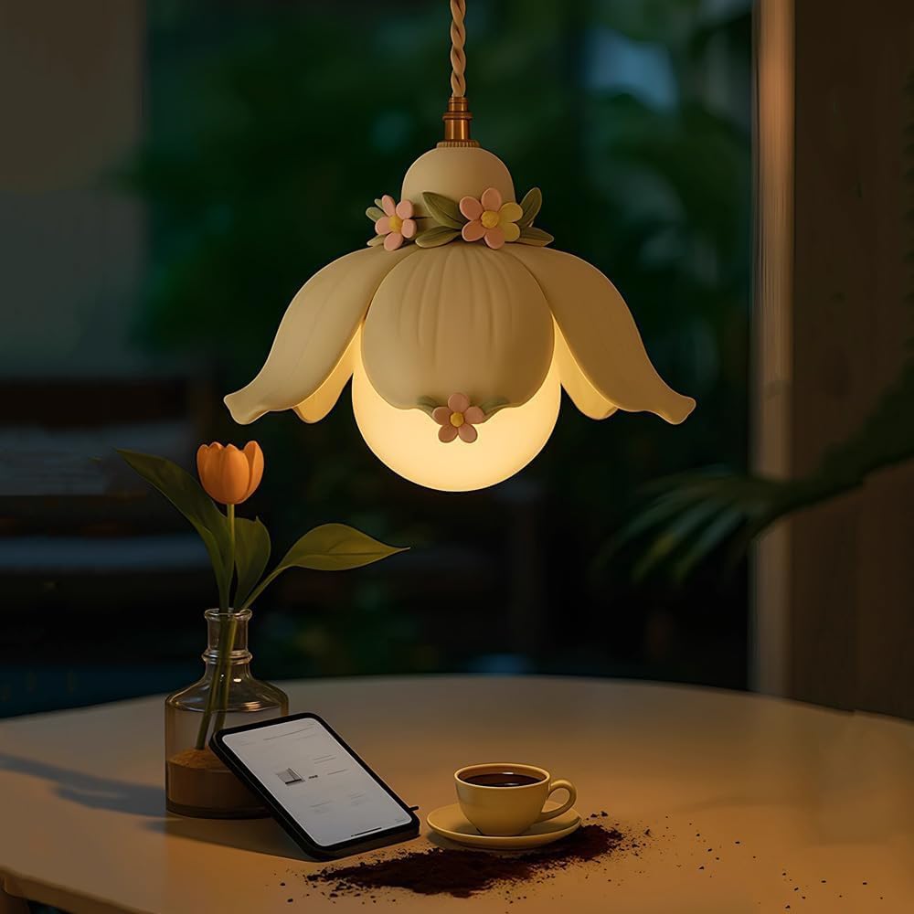 Abinlina 9.9in White Pendant Light - Retro Hanging Lamp for Kitchen Island, Dining Room, and Hallway - Adjustable Metal Chandelier