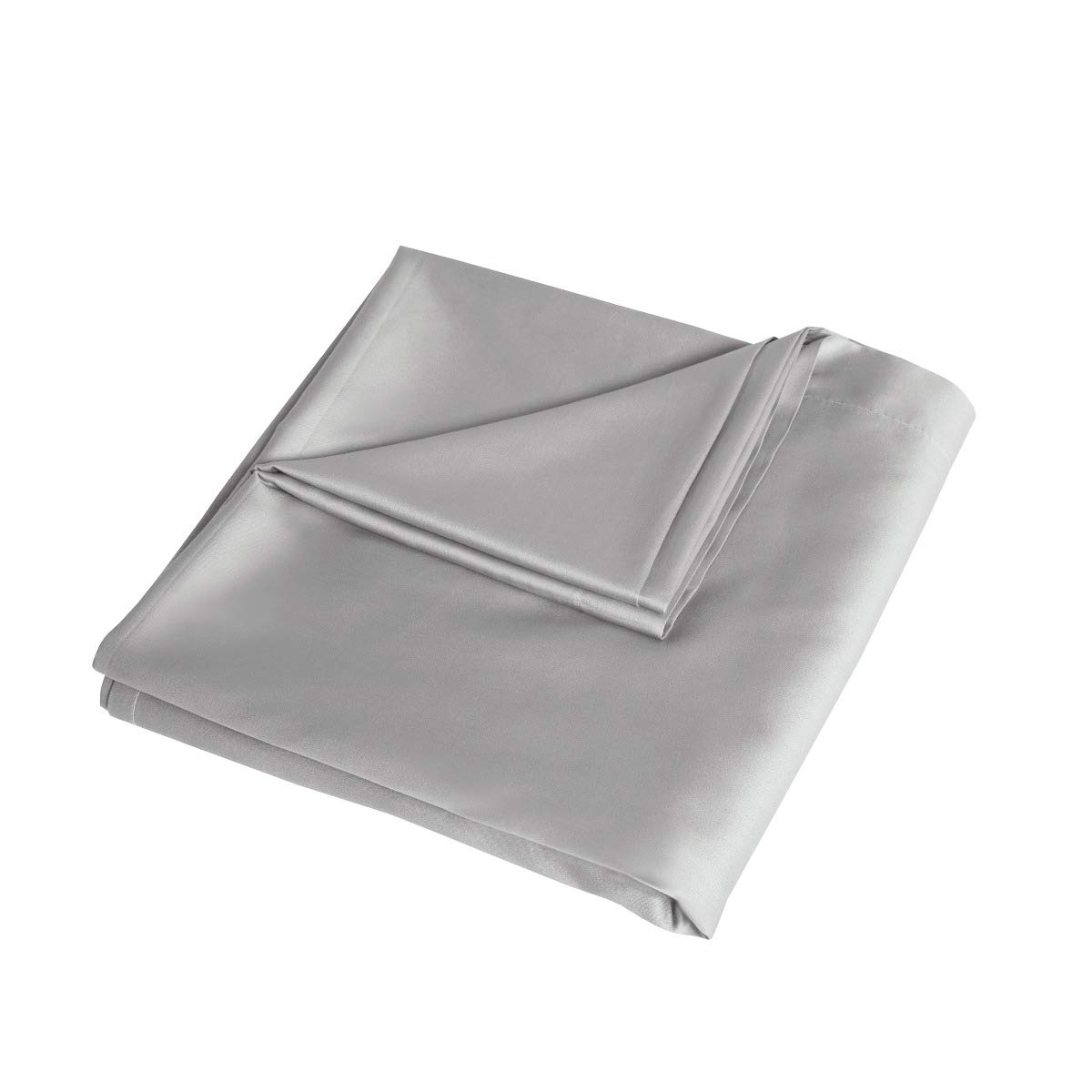 Sleepdown Silver 100% Cotton Sateen Anti-Allergy Flat Sheet 300 Thread Count Luxury Bedsheet Bed Linen-Double (230Cm X 254Cm) 230Cm