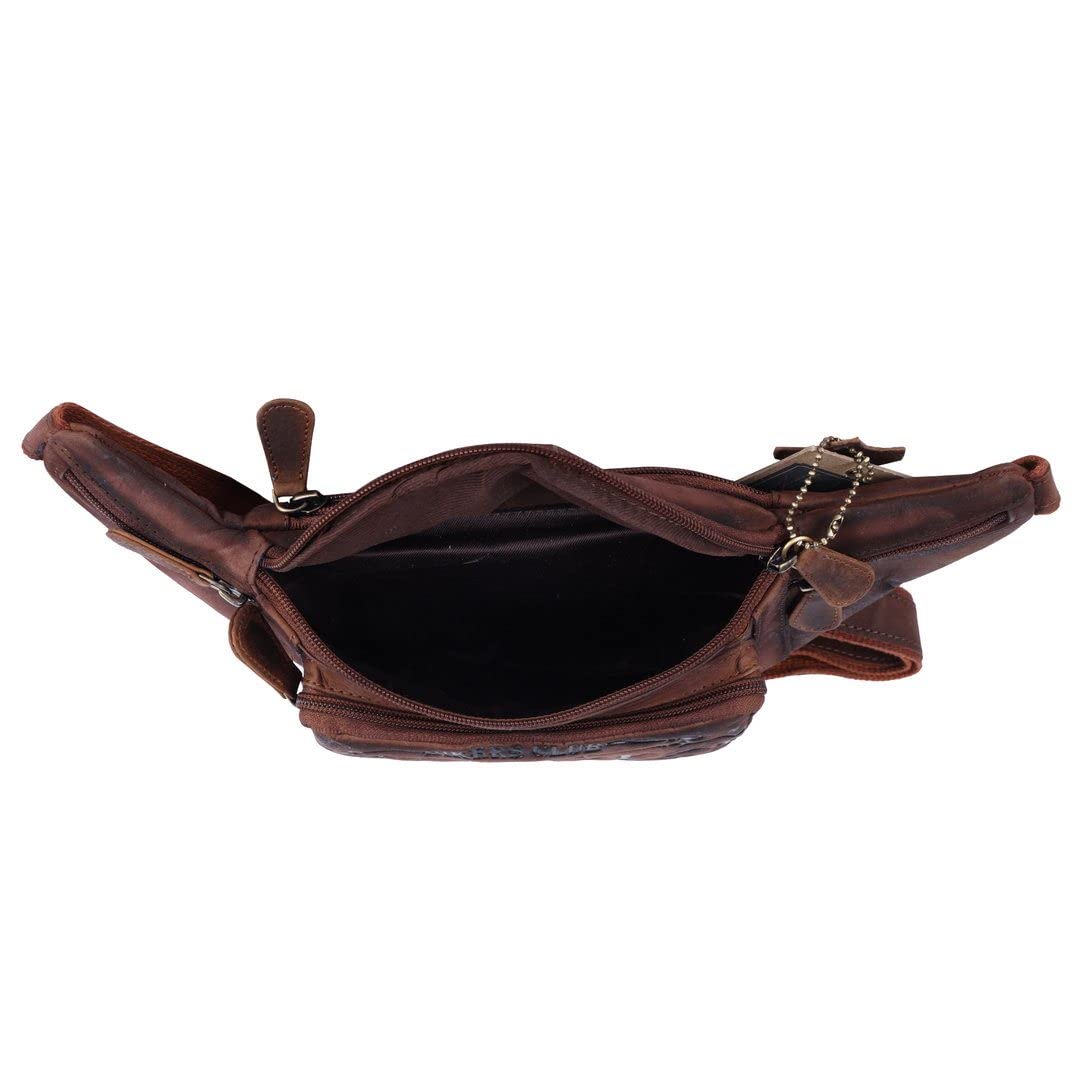 Büffelleder Bauchtasche Herren, Damen Echt Leder Hüfttasche Tracking Design Logo