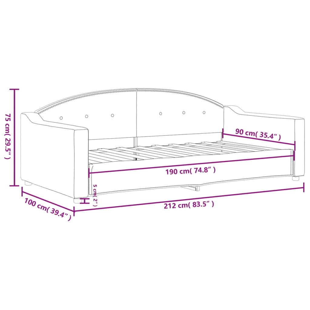vidaXL Letto da Giorno Nero 90x190 cm in Tessuto, Divano Letto, Divano Letto Singolo, Divano Letto in Tessuto, Letto per Ospiti, Divano Letto Moderno