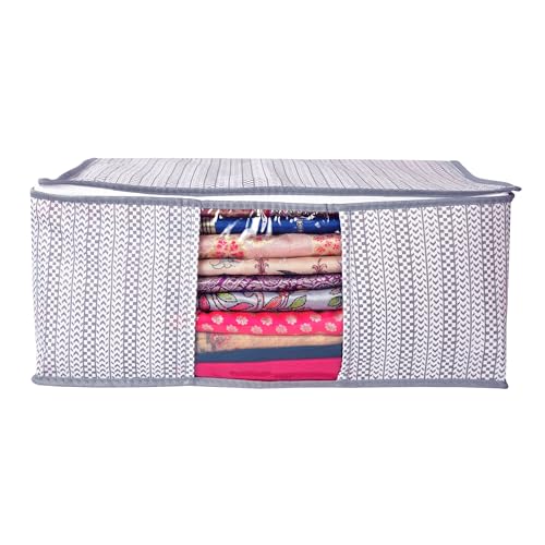 MERAO Non-Woven Printed Saree Cover/Cloth Storage/Wardrobe Organizer For Clothes with Transparent Window (PACK OF 10) 5 51S5Kix fPL