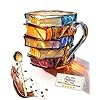 Taza de café pintada en 3D de 11 onzas para lectores y amantes de los libros, taza de felicidad de lectura pintada a mano, taza de biblioteca encuadernada para libros, colección decorativa, regalos