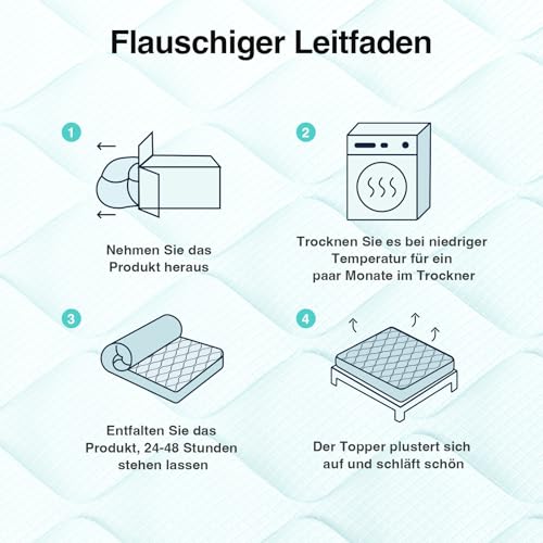 Novilla Cooling Matratzenauflage 120x200cm, Gewebe mit Kühlfaktor, Atmungsaktiv und Hautfreundliches, Dreilagiges Air-Layer-Gewebe, 3 cm Stützende Faserpolsterung, 30 cm Elastische Kante, Oeko-TEX