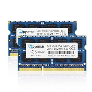 8GB(2x4GB) DDR3 1333Mhz PC3-10600 Sodimm 2Rx8 1, V CL9 Non-ECC Notebook Arbeitsspeicher Module Upgrade für MacBook iMac